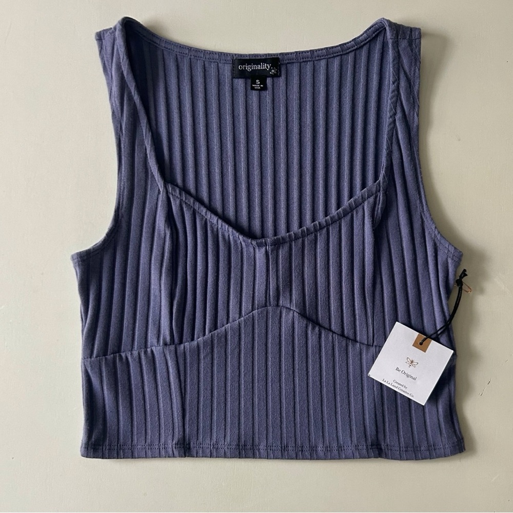 Originality Dusty Purple Ribbed Sweetheart Crop Top Fall/Winter NWT Small